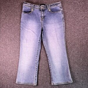 LA Blues Jeans Womens 6‎ Light Blue Faded Cropped Capri Stretch Denim 30.5x22.5